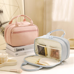 Portable Cosmetic Bag With Handle Large Capacity Waterproof Make-up Toiletries Handbag