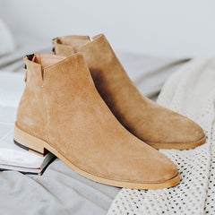Genuine Leather High-top Platform Frosted Men's Boots
