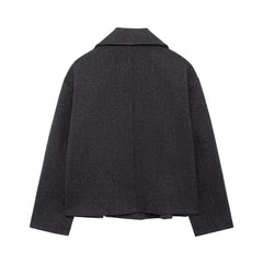 Lapel Double Breasted Woolen Coat
