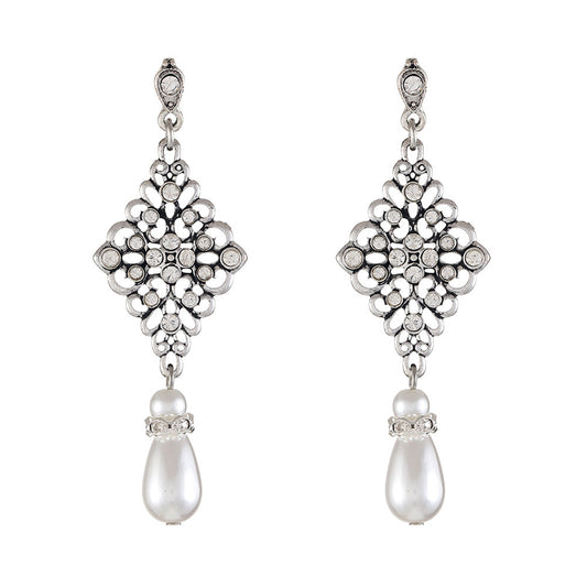 European And American New Luxury Rhinestone Alloy Hollow Jeweled Stud Earrings