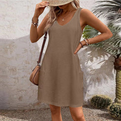 Women's Casual Vest With Pockets Dress
