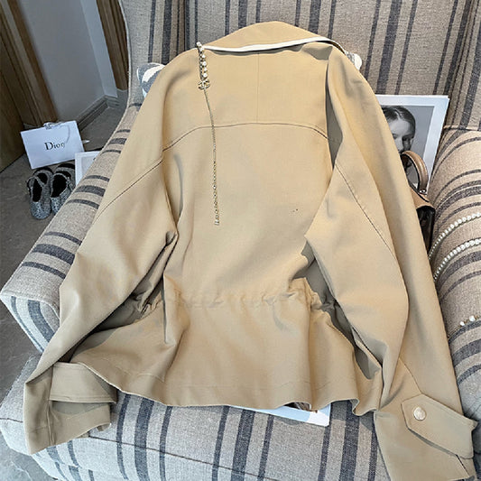 Large Lapel Short Windbreaker Coat