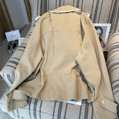 Large Lapel Short Windbreaker Coat
