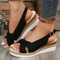 Ladies Sandals Plus Size Cross Wedge Sandals