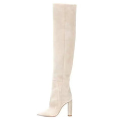 Women's Matte Over The Knee Thick Heel heeled Pleated Boots