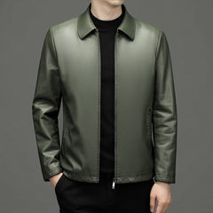 Men's lapel leather jacket coat - Fashionoto