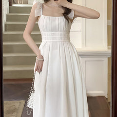 Women's Temperament Square Neck High Waist Slim Dress