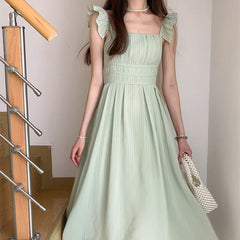 Women's Temperament Square Neck High Waist Slim Dress