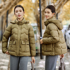 Hooded Cotton Puffer Jacket Women's Thickened Middle-aged And Elderly Coat