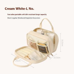 Portable Cosmetic Bag With Handle Large Capacity Waterproof Make-up Toiletries Handbag