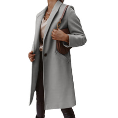 European And American Woolen Lapel Single Button Urban Trench Coat