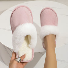 Winter Warm Plush Slippers Home Indoor Non-slip Bedroom Floor Soft Fuzzy Slipper For Couple Fashion Solid House Shoes