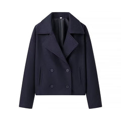 Casual Plus Size Lapel Double Breasted Woolen Coat Top