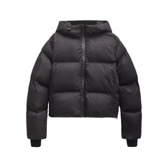 Simple Hooded Long Sleeve Zipper Pocket Protective Jacket Coat For Women