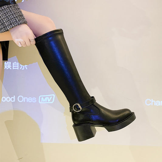 Women's Thick Heel But Knee Boots