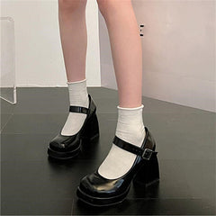 Mary Jane Shoes Patent Leather Japanese High Heel Platform