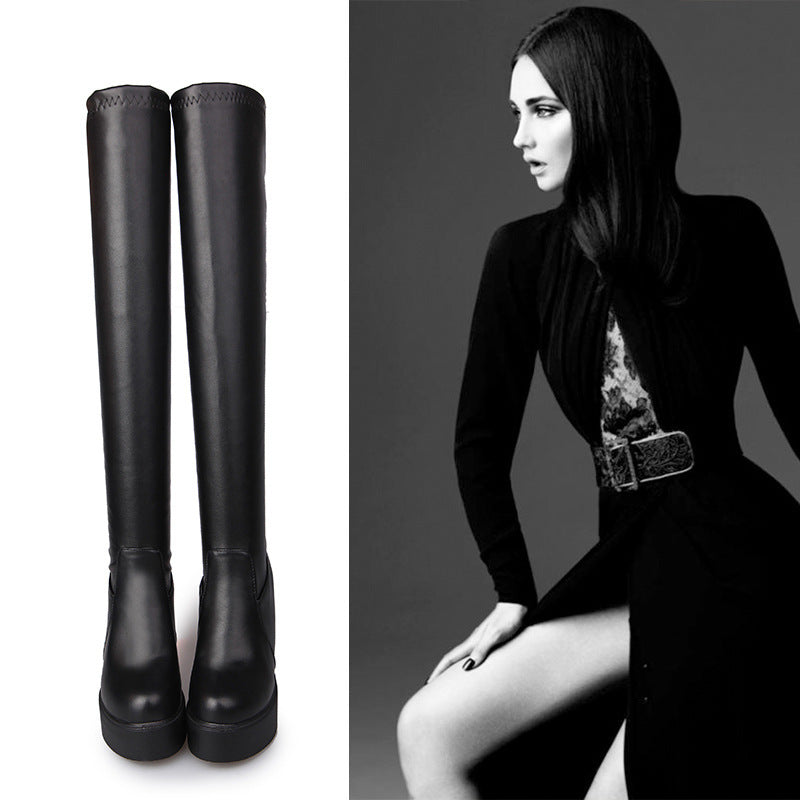 Long Tube Over The Knee Boots Women's Shoes With Thick-soled Inner Height – view 3