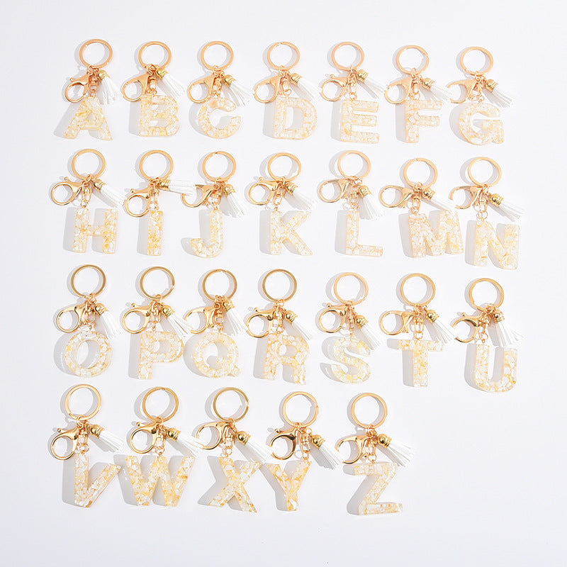 Shell Stone Gold Foil Letter Keychain