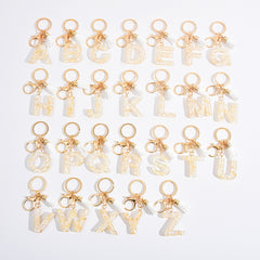 Shell Stone Gold Foil Letter Keychain