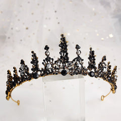 Black luxury crown bridal headdress wedding dress