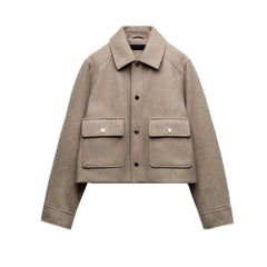 Fall Women's Clothing Design Lapel Long Sleeve Versatile Casual Soft Jacket