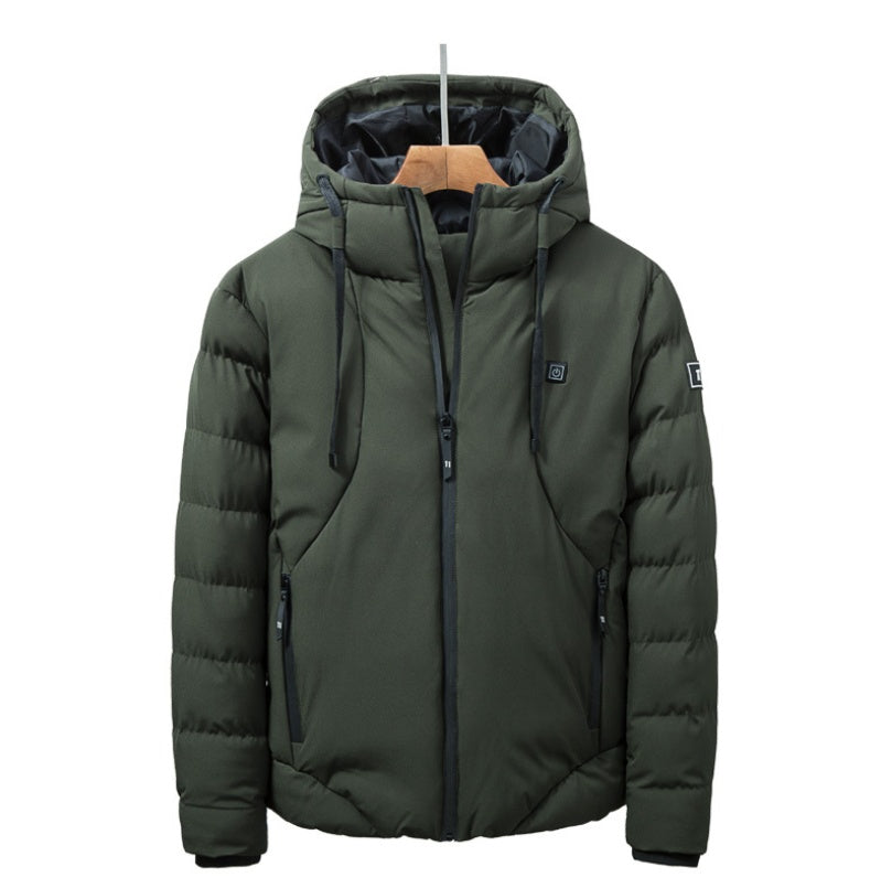 Men Women Cotton Coat USB Smart Electric Heated Jackets Winter Thicken Down Hooded Outdoor Hiking Ski Clothing 7XL