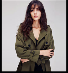 Fashion Women's Casual   Trench Coat Brief Business Formal Outwear With Belt