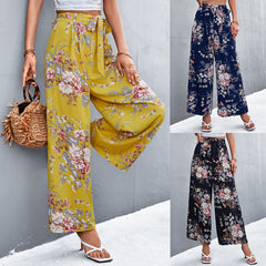 Printed Tie Casual Wide Leg Trousers