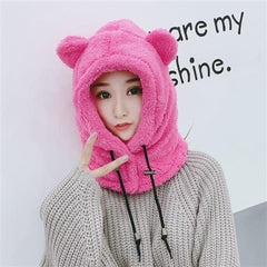 Three-Piece Warm Bear Scarf And Gloves