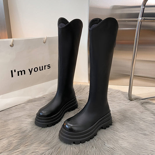 Platform Thin Below The Knee Boots