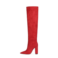 Women's Matte Over The Knee Thick Heel heeled Pleated Boots