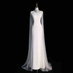 Light Wedding Dress White Satin Fishtail Bridal Morning Gown