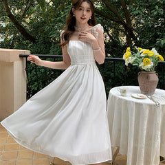 Women's Temperament Square Neck High Waist Slim Dress