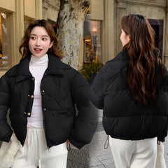 Puff Loose Casual Rhombus Coat Elegant Cotton-padded Puffer Jacket