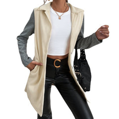 Casual Single-breasted Color Block Trench Coat