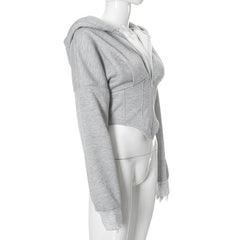 Zipper Hoodie Cardigan Y2K Ins Fashion Street Long Sleeve Corset Jacket Women Clothing