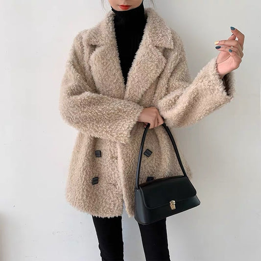 Sheep Shearing Mid Length Large Size Fur Coat