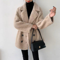 Sheep Shearing Mid Length Large Size Fur Coat