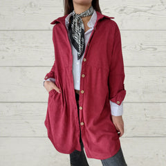 Women's Shirt Lapel Pocket Corduroy Jacket