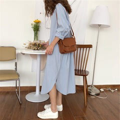 Long cotton and linen blouse