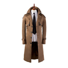 Men's Trench Coat Super Long Over The Knee Slim Casual