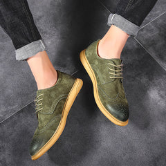 Business Formal Wear Genuine Leather Low Top Retro Lace Up Breathable Men's Shoes