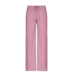 Women's Striped Print Trousers Y2K Fashion Casual Lace Up Home Straight  Wide-leg Pants
