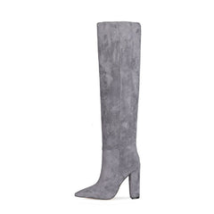 Women's Matte Over The Knee Thick Heel heeled Pleated Boots