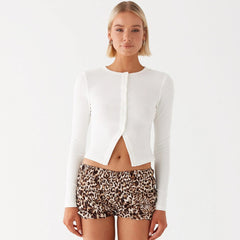 New Solid Color Slim-fit High-grade Long Button Cardigan Top