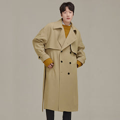 Men's Double Breasted Temperament Loose Trench Coat