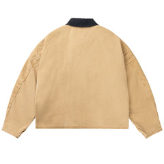 Heavy Canvas Cleanfit Washed Distressed Workwear Jacket