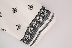 Geometric Embroidery Wide Leg Straight Casual Pants