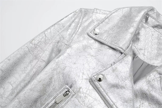 Metal Motorcycle Jacket Autumn Zipper Coat