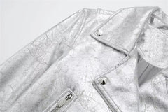 Metal Motorcycle Jacket Autumn Zipper Coat